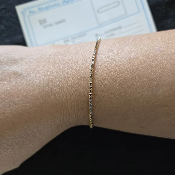 Very Rare Natural Red Diamond In 18k Solid Yellow Gold Tennis Bracelet - Picture 4 of 6